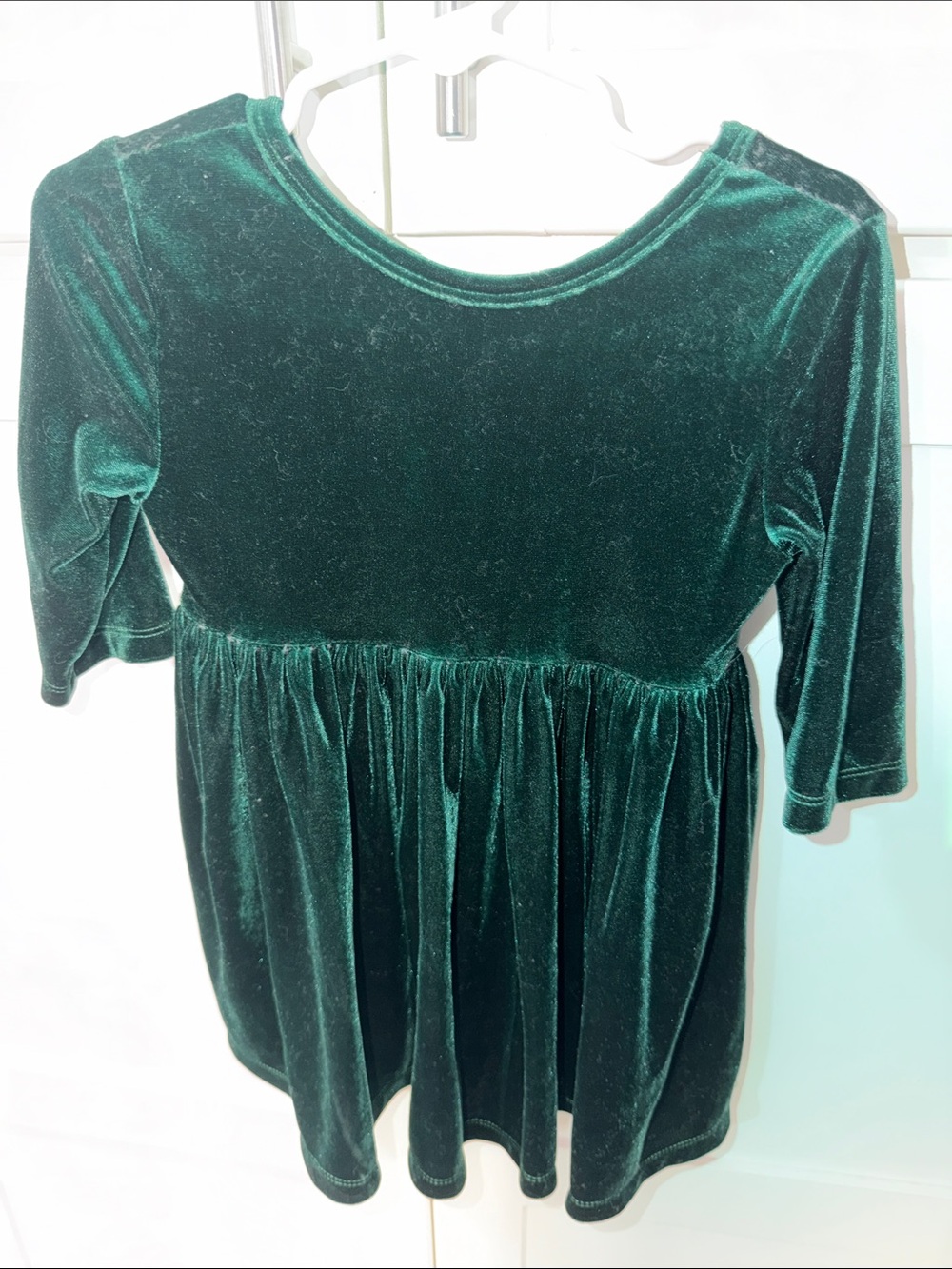 Mila & Rose Velvet Empire Green Girls Dress